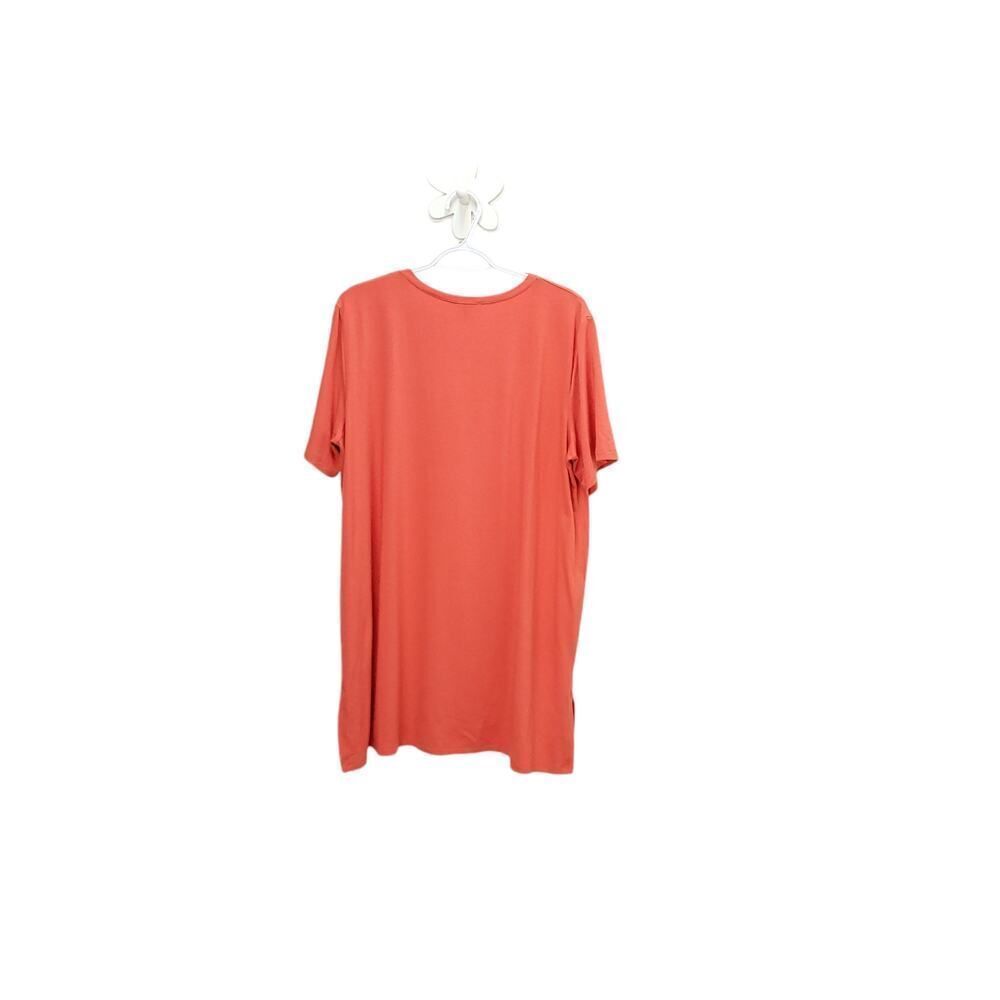 EILEEN FISHER Pumpkin Soft Stretchy Jersey Knit Short Sleeve Tunic Vneck Top - Picture 4 of 7